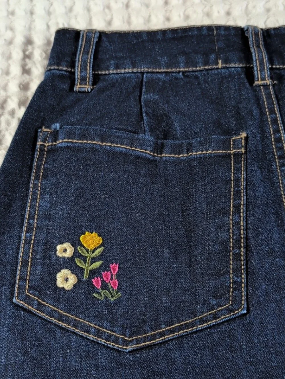Modcloth X Princess Highway Embroidered Fox Dark Blue Denim A-Line Skirt Size 6 - Picture 4 of 11